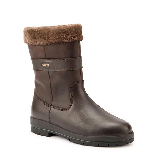 Dames Enkellaarsjes Suède Met Bont - Warm, Antislip & Middelhoge Hak - Zwart/Brun