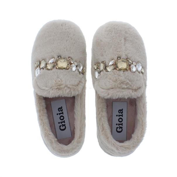 Gioia Fluff Slipper met Strass