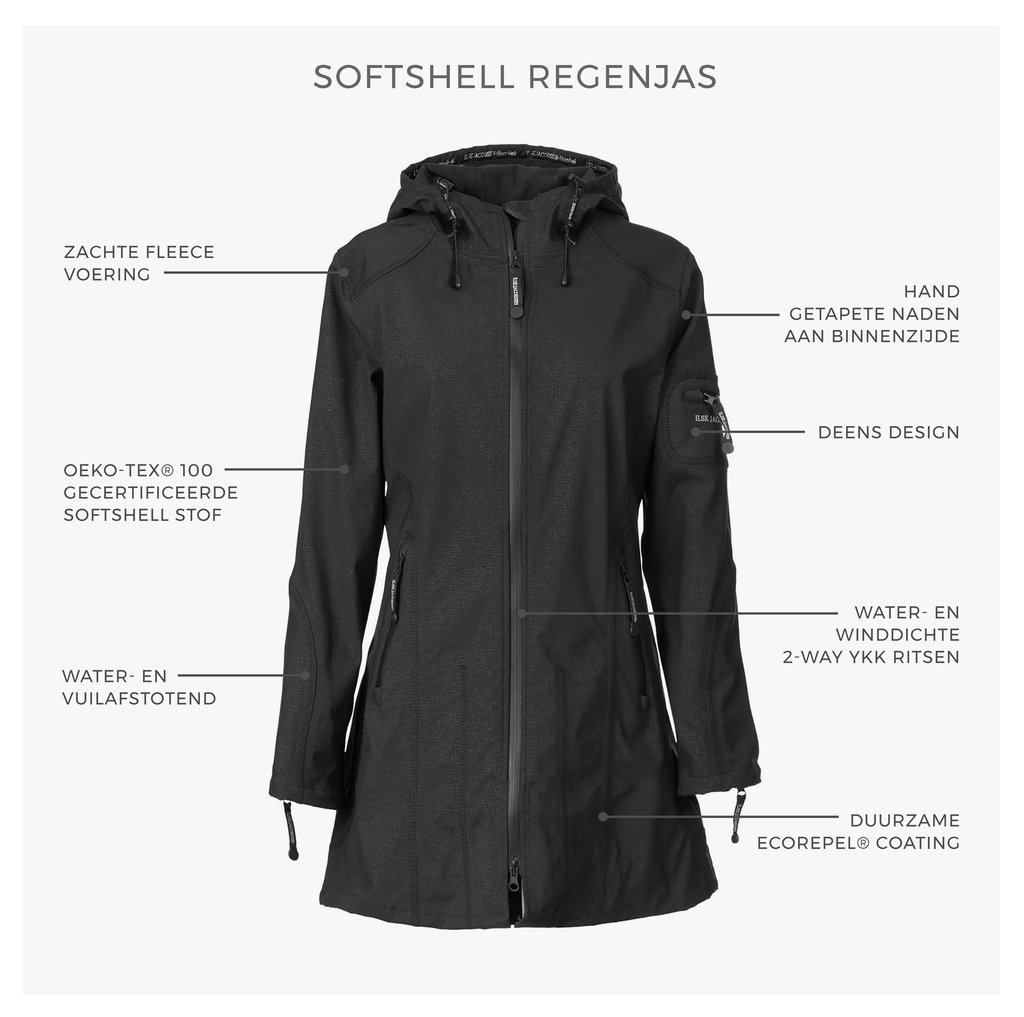 voetstappen Hoge blootstelling Lengtegraad Ilse Jacobsen Rain37 Softshell Regenjas | Strating Schoenen